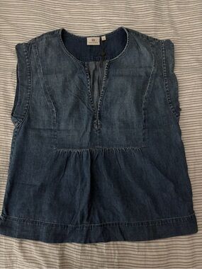 Denim Peplum Top - Blue